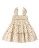 Kidbea Cotton Knit Sleeveless Floral Printed Tiered Dress - Beige