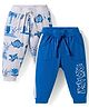 Doodle Poodle  100% Cotton Knit Full Length Dino Printed Lounge Pants Pack of 2 - Blue & White