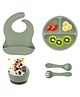 TERI BERI 4 Pcs Premium BPA Free Silicone Baby Feeding Set, Silicone Self-Feeding Training Set for Baby (Suction Divided Plate, Bowl, Spoon & Fork)