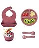 TERI BERI 4 Pcs Premium BPA Free Silicone Baby Feeding Set, Silicone Self-Feeding Training Set for Baby (Suction Divided Plate, Bowl, Spoon & Fork)