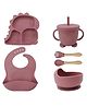 TERI BERI 5-in-1 Silicone Baby Feeding Set | Suction Bowl, Sippy Cup, Bib, Spoon & Fork, Dinosaur Plate | BPA Free, Food Grade, Unbreakable, Dishwasher Safe | Baby Weaning Feeding Set