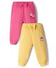 Doodle Poodle 100% Cotton Knit Full Length Floral & Butterfly Printed Lounge Pants Pack Of 2 - Yellow & Pink