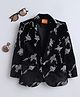 Ministitch Velvet Woven Full Sleeves Abstract Embroidered Blazer - Black