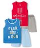 OHMS Single Jersey Knit Sleeveless T-Shirt & Shorts Sets With Text Print Pack of 2 - Multicolor