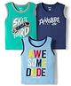 OHMS Single Jersey Knit Sleeveless Text Printed Vests Pack Of 3 - Multicolour