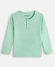 chuckleberrie Cotton Knit Full Sleeves Solid Tee - Aqua Blue