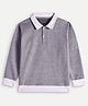 chuckleberrie  Cotton Knit Full Sleeves Colour Blocked Light Winter Sweatshirt - Grey
