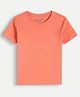 chuckleberrie Cotton Knit Half Sleeves Typography Printed Oversized Tee - Orange