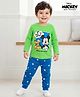 Babyhug Disney 100% Cotton Knit Full Sleeves T-Shirt & Pyjama Night Suit With Mickey & Friends Graphics - Blue & Green