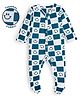 Plan B Cotton Knit Full Sleeves Checked Sleepsuits - Cream