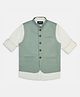 Charchit Cotton Blend Woven Solid Jacket With Full Sleeves Shirt - Green