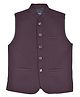 Charchit Cotton Blend Woven Sleeveless Solid Nehru Jacket - Violet