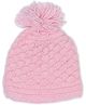 USHA ENTERPRISES Wool Woven Pom Pom Detailed Beanie Cap - Baby Pink - Circumference 34-38 Cms