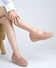 Shoetopia Textured Colour Blocked Slip On Loafers - Peach