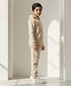 Anthrilo Fleece Knit Full Sleeves Solid Winter Hooded Sweatshirt & Joggers Set - Beige