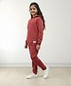 Anthrilo Fleece Knit Full Sleeves Solid Winter Hooded Sweatshirt & Joggers Set - Wine
