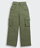 Tiny Girl Cotton Woven Solid Cargo Wide Leg Jeans - Green