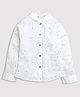 Tiny Girl Woven Full Sleeves Foil Printed Bow Applique Detailed Shirt - White