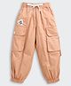 Tiny Girl Cotton Woven No One Can Stop Text Patch Detailed Joggers - Peach