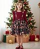 tior Mesh Knit Christmas Theme Full Sleeves Candy Cane & Gingerbread Man Printed Dress - Black