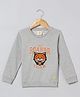 BYB Premium Cotton Knit Full Sleeves Roar Text Tiger Printed Sweatshirt - Grey Melange