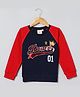 BYB Premium Cotton Knit Full Raglan Sleeves Power Text Designed Sequins Embellished Sweatshirt - Navy Blue