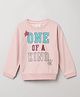 BYB Premium Cotton Knit Full Sleeves One Of A Kind Text Printed Sweatshirt - Baby Pink