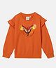 BYB Premium Cotton Knit Full Sleeves Dragonfly Designed Sequins Embellished Sweatshirt - Orange