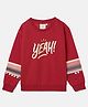BYB Premium Cotton Knit Full Sleeves Yeah Text Foil Printed Sweatshirt - Red
