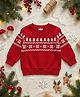 Kidbea Cotton Knit Christmas Theme Full Sleeves Snowflake & Tree Printed Sweatshirt - Red