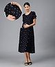 NIGHTSPREE Rayon Woven Half Sleeves Abstract Printed Maternity Dress With Side Zipper Nursing Access - Navy Blue