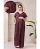 NIGHTSPREE Cotton Blend Woven Half Sleeves Floral Printed Maternity Nighty With Centre Nursing Access - Purple