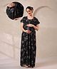 NIGHTSPREE Cotton Blend Woven Half Sleeves Floral Printed Maternity Nighty With Side Zipper Nursing Access -Black