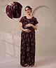 NIGHTSPREE Cotton Blend Woven Half Sleeves Floral Printed Maternity Nighty With Side Zipper Nursing Access - Maroon