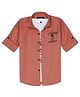 Charchit Cotton Woven Full Sleeves Im Excited Text Printed Shirt With Tee - Orange