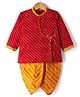 Exclusive from Jaipur Cotton Woven Full Sleeves Kurta Dhoti Set with Stripes - Red & Orange