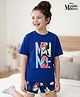 Pine Kids Disney Single Jersey Knit Half Sleeves T-Shirt & Shorts Night Suit With Minnie Mouse Graphics - Blue