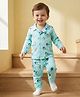 Babyoye 100% Cotton Knit Full Sleeves Co-ords Shirt & Pajama Night Suit with Skating Print - Aqua Blue