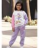 Nap Chief Cotton Blend Knit Mickey & Friends Featuring Full Sleeves Daisy Duck Printed Winter Sweatshirt & Joggers Set - White