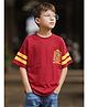 Nap Chief Cotton Knit Warner Bros Featuring Full Sleeves Harry Potter Gryffindor Printed Oversized Tee - Dark Red