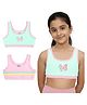 Plan B Cotton Knit Pack Of 2 Butterfly Printed & Stripe  Double Layered Sports Bra - Blue & Pink