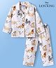 Babyoye Disney Cotton Woven Full Sleeves Lion King Printed Shirt & Pyjama Co-Ord Night Suit - White