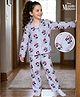 HoneyHap Disney Cotton Woven Full Sleeves Co-ords Shirt & Pajama Night Suit with Minnie Mouse Print - Blue
