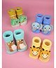 Yellow Bee Cotton Knit Pack Of 4 Animal 3D Applique Detailed Socks - Multi Colour