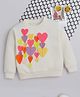 NAVKIYA G Fleece Knit Full Sleeves Heart Applique Detailed Light Winter Sweatshirt - Off White