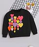 NAVKIYA G Fleece Knit Full Sleeves Heart Applique Detailed Light Winter Sweatshirt - Black