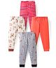 Kidi Wav Pack Of 4 Striped & Animals Printed Pajamas - Multi Colour