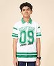 Coolsters by Pantaloons Cotton Knit Half Sleeves Skaters Text Printed Polo Tee - Green