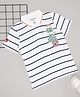 Pantaloons Junior Cotton Knit Half Sleeves Striped Typography Printed Polo Tee - White