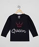 The Sandbox Clothing Co Cotton Knit Full Sleeves Queen Text Printed Tee - Navy Blue